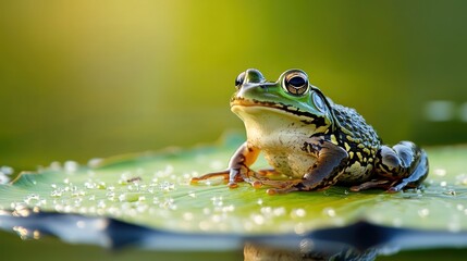 Green Frog on Lily Pad
