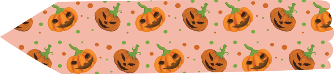Halloween orange pumpkin washi tape on transparent background.
