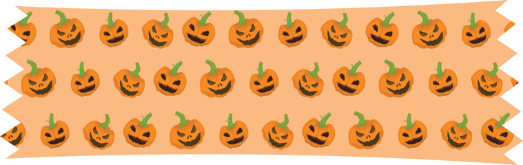 Halloween pumpkin washi tape on transparent background.
