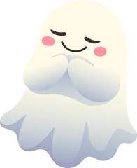 Peaceful Halloween Ghost in Prayer Pose (Gradient Color Style)