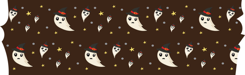 Halloween ghost washi tape on transparent background.
