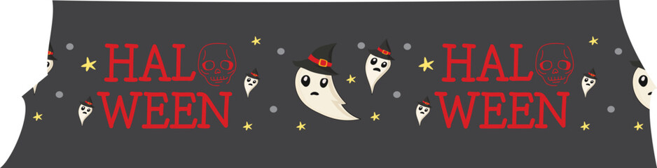 Halloween ghost washi tape on transparent background.
