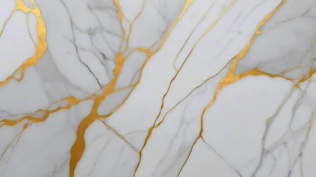White Marble with gold lines Luxury background texture. Slow panoramic motion. 4K video with high detail. Marble pattern texture surface background. Marble stone texture.