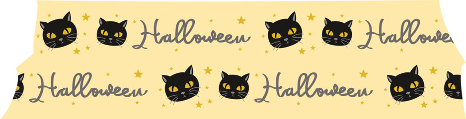 Halloween cat washi tape on transparent background.
