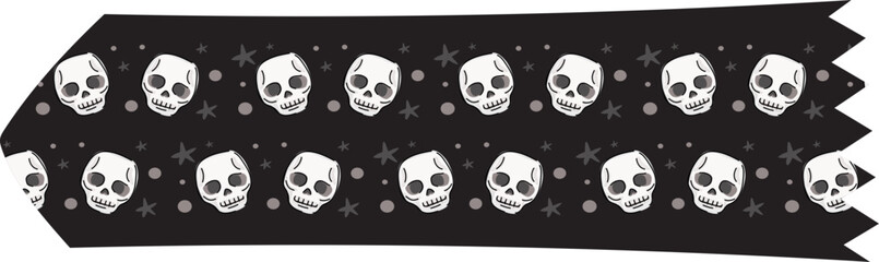 Halloween skull washi tape on transparent background.

