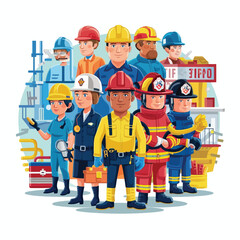 2d vector illustration safety , Civil protection and safety when working and taking safety 

ork