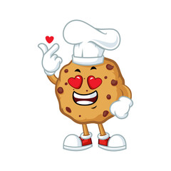 Cute Cookie Chef Character in Love, Baking Mascot with Heart Eyes.