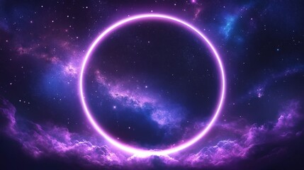 Mystical Neon Portal in Space