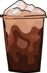 Chocolate milkshake illustration on transparent background.
