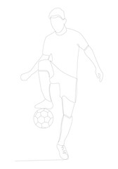 Continuous one line  a Man With Soccer Ball.