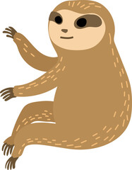 Fototapeta premium Cute cartoon sloth illustration on transparent background. 