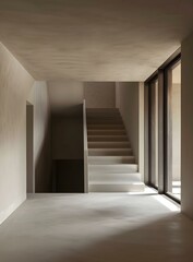 Fototapeta premium Modern Minimalist Interior Design Staircase Hallway