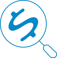 Search funds icon, market research icon, paid search icon, analyze, market analyze, dollar symbol though a magnifying glass ,Art & Illustration, market analysis icon
