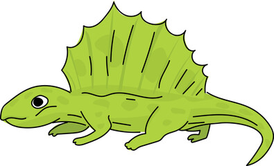 Cartoon chameleon illustration on transparent background.

