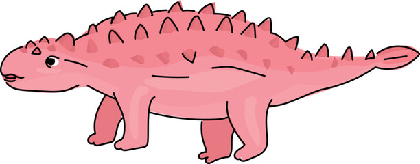 Cartoon stegosaurus illustration on transparent background.

