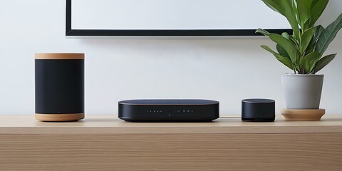 Home Theater Speaker System with Wooden Accents