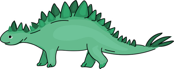 Fototapeta premium Cartoon stegosaurus illustration on transparent background. 