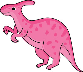 Fototapeta premium Cartoon parasaurolophus illustration on transparent background. 