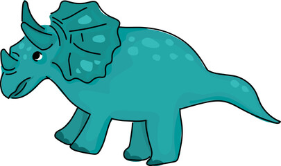Cartoon triceratops illustration on transparent background.
