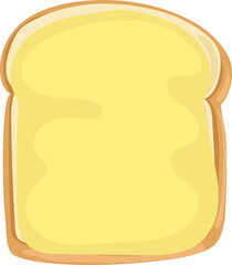 Butter toast cartoon doodle illustration on transparent background.
