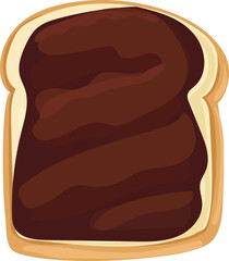 Chocolate on toast cartoon doodle illustration on transparent background.
