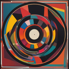 Acrylic  paint pour style art style illustration -background -in the theme of vinyl records and soul music lifestyle,nightlife and culture
