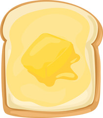 Butter toast cartoon doodle illustration on transparent background.

