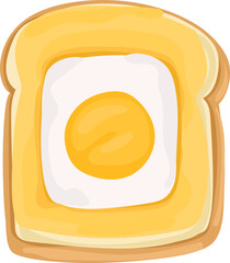 Egg toast cartoon doodle illustration on transparent background.
