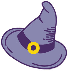 Witch hat Halloween festival icons set