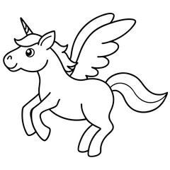 Unicorn with rainbow wings soaring high,