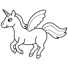 Unicorn with rainbow wings soaring high,