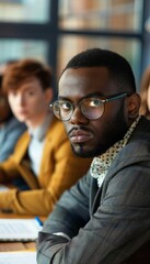 Obraz premium Boardroom Meeting: Manager Presentation with Diverse Team and Skeptical Employee