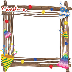 Christmas party frame illustration on transparent background.
