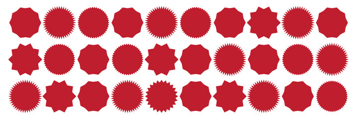 Set of vector starburst, sunburst badges. Starburst speech bubbles. Vector set of starburst, sunburst icons.
