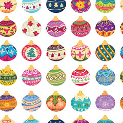 Christmas ball seamless pattern background.
