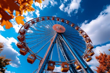Fototapeta premium Ferris wheel, slowly turning, timeless appeal attracts generations of visitors with its enduring charm