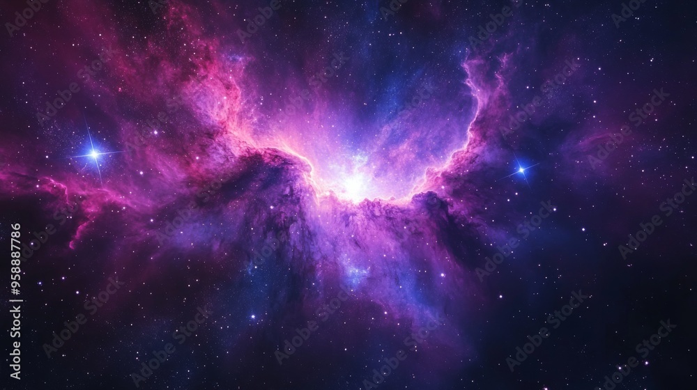 Wall mural Mystical purple nebula in deep space