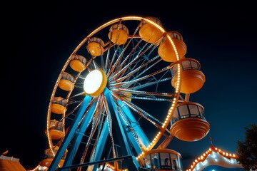 Ferris wheel, turning slowly, endless cycle represents the ongoing rhythm of life and the passage of time