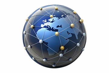 Global Operations Concept: Flat Digital Globe with Glowing Connections - Smart Business Tone, Interconnected Global Network - Vector Illustration