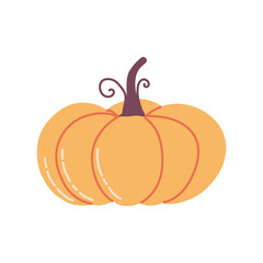 Autumn orange pumpkin, cute hand drawn seasonal object. Vector illustration in flat style