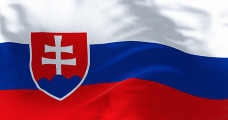 Close-up of Slovakia national flag waving in the wind