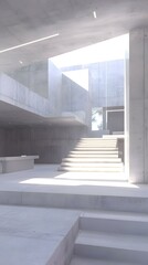 Obraz premium Modern Concrete Building With Staircase