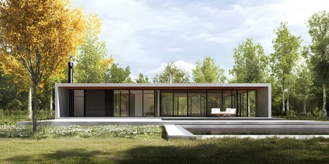 Modern House with Pool in the Woods