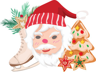 Santa claus decoration illustration on transparent background.
