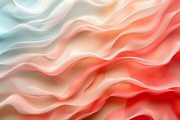 Obraz premium An abstract close-up of soft, flowing waves in pastel hues of pink, orange, and blue. Ideal for backgrounds, design projects, and artistic visuals, evoking elegance and fluidity.
