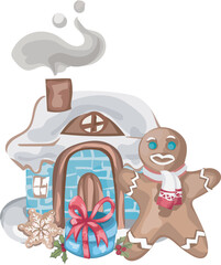 Beautiful christmas decoration illustration on transparent background.
