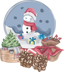 Beautiful christmas decoration illustration on transparent background.

