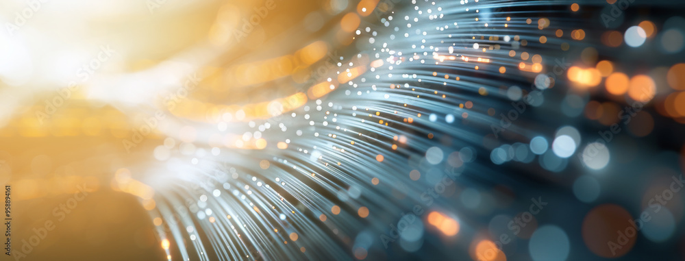 Poster A mesmerizing abstract background featuring shimmering lights and flowing lines, perfect for technology or artistic themes.