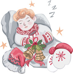 Christmas elf decoration illustration on transparent background.
