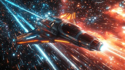 Fototapeta premium Spaceship Traveling Through Space
